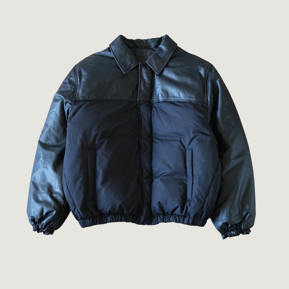 Calvin Klein Studio Vulcan Nappa Cow Leather Jacket Puffer Black XXL Bikercore